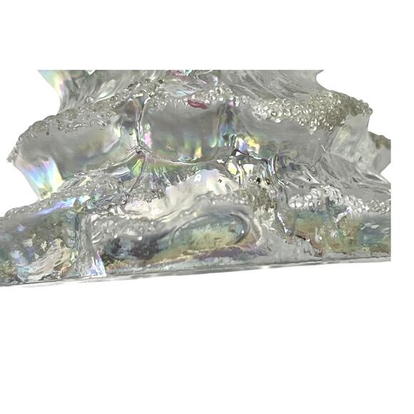 Fenton Glass TREE FIGURINE 4.25” Iridescent White Snow Flock Gold Partridge Bird - Picture 5 of 7